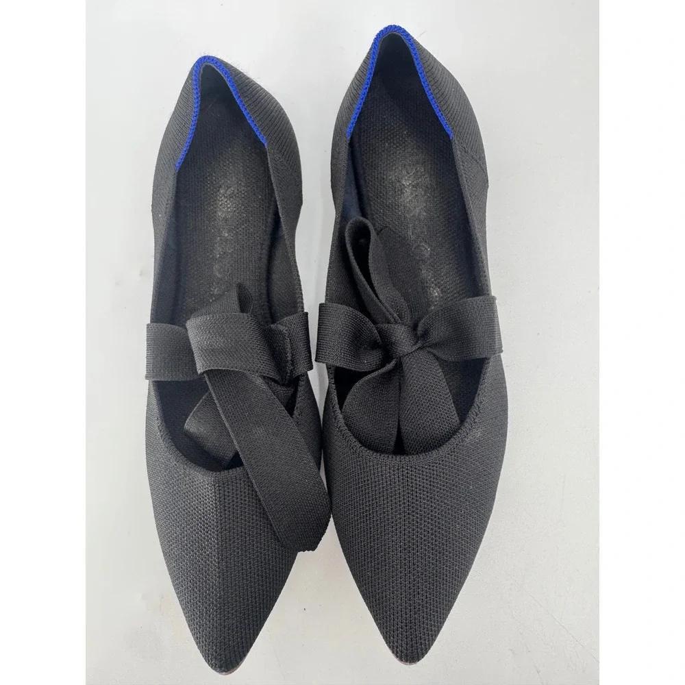 Rothy's‎ The Point Bow Flat Women 10 Black Pointed Toe Knit Shoes